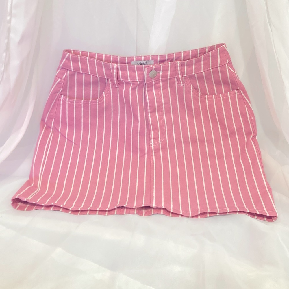 Pink Mini Skirt Barbiecore Size 8 Women’s Pink Plaid Skirt Mini Denim Skirt